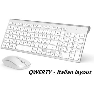 Draadloze Toetsenbord Muis, Full Size Met Numerieke Toetsen 。 compatibel Met Imac Mac Pc Laptop Tablet Computer Windows (Zilver Wit)