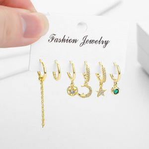 Leuke Star En Moon Kleine Hoepel Oorbellen Set Dames Luxe Gouden Sets Oorbellen Voor Vrouwen Meisjes Bruiloft Sieraden