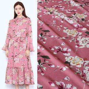 145 cm bedrukte stof meter micro-perspectief chiffon stof materiaal zacht shirt jurk polyester roze stof doek