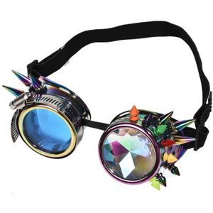 Regenboog Glazen Crystal Lenzen Mannen Vrouwen Kleurrijke Klinknagels Steampunk Goggles Cosplay Vintage Gothic Eyewear