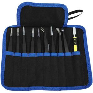 Precision Tweezer Set,10 Pack Esd Pincet Set Rvs Lange Pincet Met Gebogen, Wees, Schuine Tips