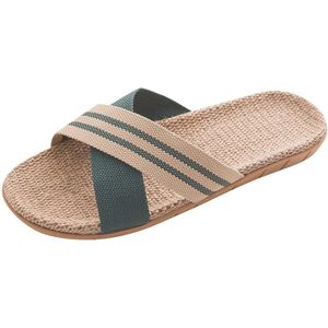 Mode Mannen Bohemen Cross-Gebonden Slippers Anti-Slip Vlas Linnen Slippers Zomer Strand Schoenen Sandalen Zapatos hombre FN60