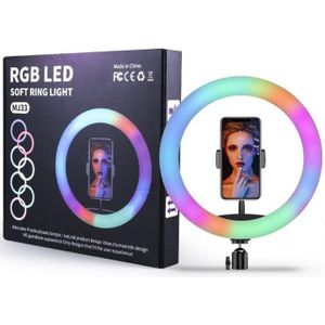 Rgb Led Ring Licht Telefoon Houder Fotografie Vulling Licht 1.6M Statief Dimbare Rgb Selfie Set Led Ring Light Remote voor Foto Video