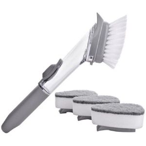 Automatische Vloeibare Toevoeging Spons Afwassen Borstel Lange Steel Wassen Artefact Non-stick Olie Keuken Schoonmaken CF-70