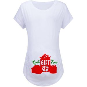 Grappige Kerst Moederschap T-shirt Korte Mouw Zwangerschap Tee Zwangere T-shirts Kleding Beste Cadeau