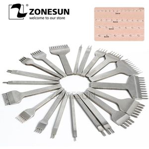 ZONESUN 5mm Afstand Leather Perforator Stiksels Beitel Tool Hole Size 2.5mm Prikken Ijzer Diamant lederen craft naaien tool