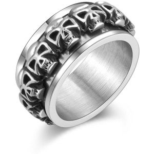 Persoonlijkheid Vintage Draaibare Schedel Mannen Ring Skelet Rvs Spinner Ringen Hip Hop Punk Vinger Mannelijke Sieraden