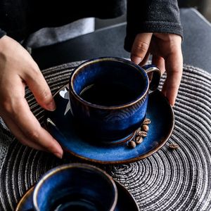 Deep Blue Keramische Kopje Koffie Schotel Set Cat Eye Afternoon Tea Antieke Kleur Espresso