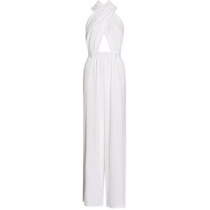 Galcaur Sexy Vrouw Jumpsuit Halter Mouwloze Off Shoulder Backless Hoge Taille Vrouwelijke Jumpsuits Zonder Riem Zomer