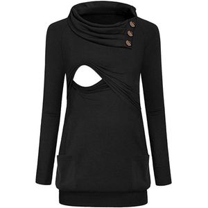 Vrouwen Button Lange Mouwen Col Moederschap Top Verpleging Blouse Shirt Borstvoeding Moederschap Casual Winter Blouse Shirt M850 #