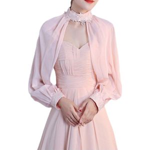 Vrouwen Side Split Lange Mouwen Wedding Shawl Cape Halter Hals Chiffon Bolero Bolero