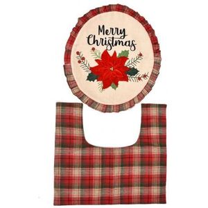 2 Stks/set Premium Plaid Doek Kerst Toilet Seat Cover Badkamer Accessoires Versieren Badkamer Klassieke Kerst Bloem