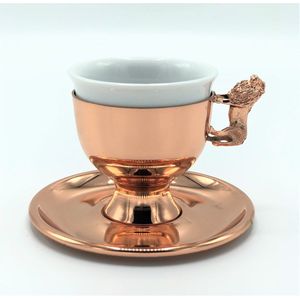 Leeuw Patroon Zilver Goud En Rose Gold Stijlvolle En Elegante Porselein Espresso Turkse Koffie Kop En Schotel Set