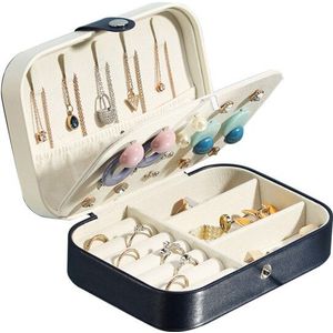 Opbergdoos Sieraden Organisator Display Draagbare Reizen Sieraden Case Multifunctionele Oorbel Ketting Leer Rits Opbergdoos