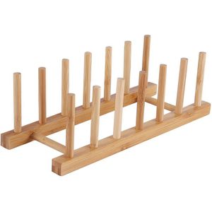 Bamboe Houten Afdruiprek Bordenrek Stand Pot Deksel Planken Keuken Kabinet Organizer Voor Cup Snijplank Kom Droogrek