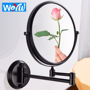 Badkamer Spiegel Zwarte Cosmetische Make-Up Spiegel Wandmontage Rvs 8 Inch Folding Vergrootglas Mirroradjustable Afstand