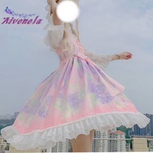 Lolita Meisjes Jurk Kwallen Luminou Jsk Jurken Dagelijks Straped Vrouwen Reflecterende Kawaii Cos Prinses Ruche Vestidos AFC669