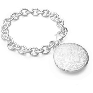 OMHXZJ Persoonlijkheid Mode Vrouw Foto Doos Cirkels Ketting 925 Sterling Zilveren Armband + Ketting Sieraden Set SE31