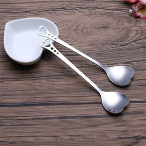 1Pcs Rvs Hartvormige Koffie Lepels Prachtige Spiegel Gepolijst Drankjes Dessert Lepel
