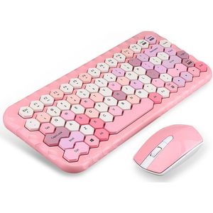 Candy Kleuren Draadloze Toetsenbord Muis Combo 2.4G Gemengde Kleur 83 Key Mini Toetsenbord Muis Set Met Honingraat Sleutel caps