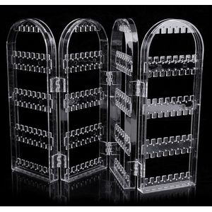 Transparante Multifunctionele Plastic Folding Screen Earring Sieraden Toon standhouder Rack Storage Box Jewelry