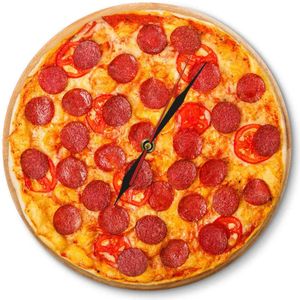 Italiaanse Pepperoni Pizza Voedsel Acryl Wandklok Italiaanse Restaurant Decoratieve Klok Pizzeria Pasta Chef Vintage Klok Horloge