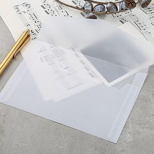 AAY-50Pcs Doorschijnende Lege Witte Perkamentpapier Envelop Postkaarten Uitnodigingen Cover Enveloppen