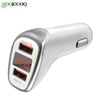 Usb car charger voor mobiele telefoon autolader snelle dual usb digitale display voor iphone Xiaomi Samsung huawei LG Tablet lader