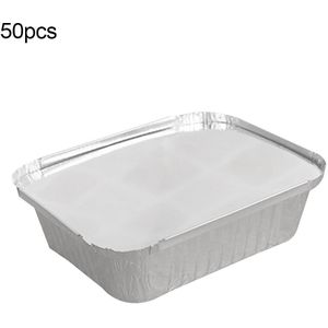 50Pcs Wegwerp Rechthoek Aluminiumfolie Voedsel Lade Bakken Pan Container Met Deksel Bbq Voedsel Lade Container Bbq Accessoires