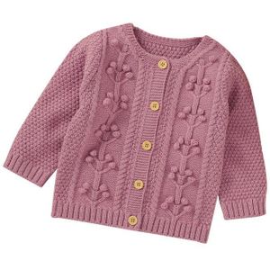 Herfst Winter Baby Breien Top Fall Jas Ronde Hals Lange Mouwen Casual Bloem Knoppen Meisje Blouse Truien