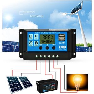 12 V/24 V 20A Zonnepaneel Lader Controller Batterij Regulator Dual Usb Lcd Display Voor Off-Grid pv Zonnestelsel