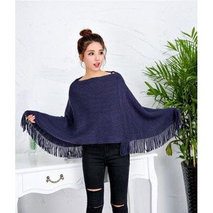 Losse Gebreide Kasjmier Kwastje Poncho Vrouwen Kaki Shawl Wrap Luxe Sjaals Vrouwelijke Stola V-hals Dames Cape Kleding