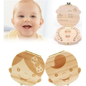 Engels Houten Melktand Box Organizer Melk Tanden Opslag Navelstreng Lanugo Besparen Verzamelen Baby Souvenirs