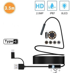 2.0 MP HD Camera 1200P 8mm 1M 2M 5M Semi-Rigide USB Endoscoop Type C Borescope Inspectie Camera voor Android Smartphone Windows