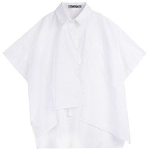 Mannen Korte Mouwen Oversize Onregelmatige Losse Casual Wit Zwart Shirt Mannelijke Japan Streetwear Hip Hop Party Dress Shirts Paar Overhemd