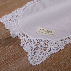 A001: Wit premium katoen kant zakdoeken haak zakdoeken voor vrouwen/dames huwelijkscadeau