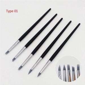 5 stks Nail Art Pen Borstels Zachte Siliconen Carving Craft Supplies Aardewerk Sculptuur UV Gel Gebouw Klei Potlood DIY Gereedschap