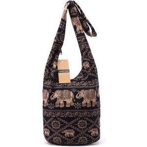 Vintage Vrouwen Mochila Katoenen Schoudertas Bohemian Stijl Messenger Bag Olifant Print Crossbody Tas Bolsas Zachte Dames Tas