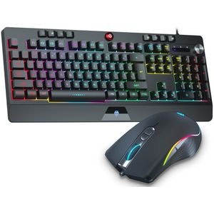 Gaming Toetsenbord En Muis Bedraad Backlight Mechanische Gevoel Toetsenbord Gamer Kit Stille 2400Dpi Gaming Muis Set Voor Pc Laptop