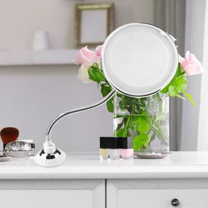 Led Ronde Draaien Opvouwbare Make-Up Spiegels Verstelbare Desktop Batterij Spiegel 10X Vergroting Vergrootglas Met Natuurlijke Licht