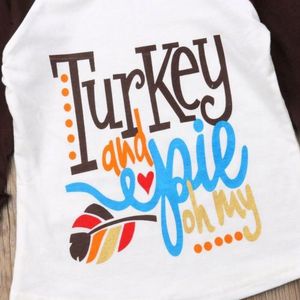 Uk Thanksgiving Kids Baby Meisje Lange Mouw Ruches Tops Katoenen T-shirt Kostuum