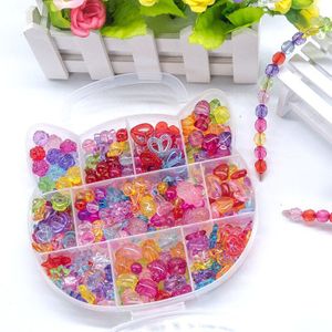 Acryl kinderen Kralen Speelgoed DIY Meisje Kat Doos Hand Bead voor Sieraden Set Creativiteit Armband Ketting Puzzel Leren speelgoed