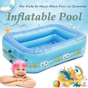 2 gelaagde Kids Opblaasbare Zwembad Eco-vriendelijke PVC Taaiheid Handig Draagbare Zwembad Blauw Heathy Geurloos voor Baby Fun
