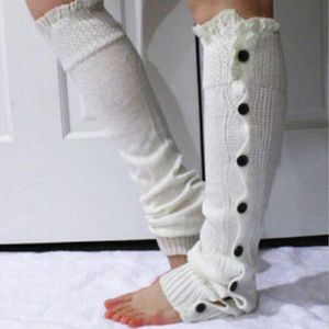 Vrouwen Hoop Hoop Sokken Mode Winter Kant Knop Been Warmer Gebreide Kous Legwarmers Zachte Klassieke Laarzen Gebreide Sokken