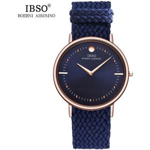 IBSO 7.5 MM Ultra-dunne Heren Horloges Blauw en Zwart Nylon Gevlochten Strap Quartz Horloge Casual Mode horloge Mannen Klok