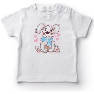 Angemiel Baby Sjaal Drager Leuke Hond Baby Meisje T-shirt Wit