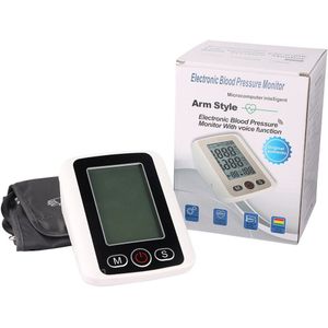Digitale Pols Bloeddrukmeter Engels Voice Hartslagmeter Tensiometro Meter + Arm Manchet + Vingertop Pulsoxymeter