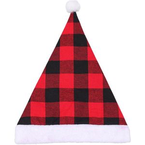 Kerstmuts Rood Zwart Check Xmas Hoed Kerstman Hoeden Volwassen Noel Ornamenten Christmas Hanger Gelukkig Nieuwjaar