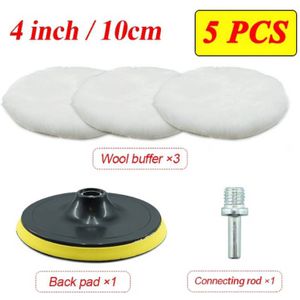 5Pcs Universele Auto Polish Pad 3/4 Inch Zachte Wol Machine Waxen Polijstmachine Auto Lichaam Polijsten Schijven Detailing Cleaning Goederen