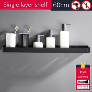 Zwart Bad Planken Badkamer Plank Organisator Nail-Gratis Shampoo Houder Planken Opslag Plank Rek Badkamer Mand Houder EL1018